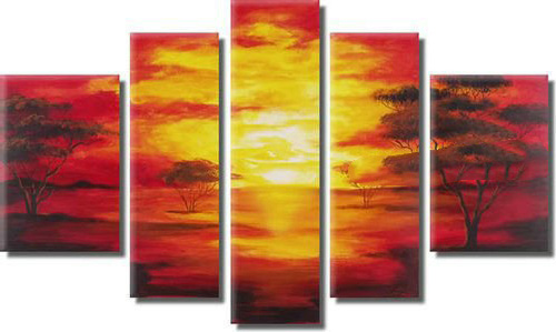 Dusk Background Tree Subject Canvas Abstract Oil Paintings