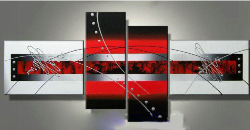 With Many Lines Gray Background Canvas Abstract Oil Paintings