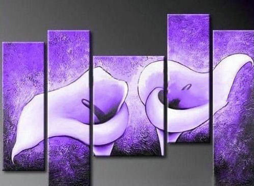 Flower Subject Purple Background Unframed Abstract Oil Paintings