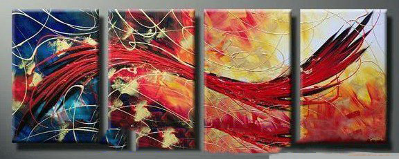 Red Straps Subject Colorful Background Canvas Abstract Oil Paintings