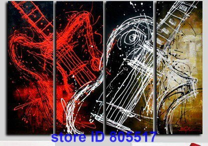 Canvas Black & Yellow Background Bass Subject Abstract Oil Paintings