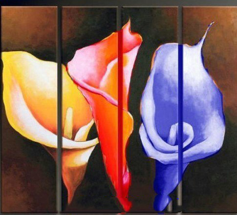 Brown Background Flower Subject Canvas Abstract Oil Paintings