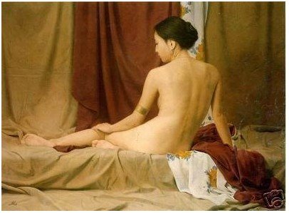 Canvas Colorfull Background A Nude Girl With Clothes Abstract Oil Paintings