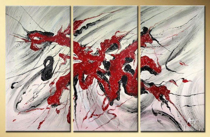 Canvas Colorfull Background Red & Black Abstract Oil Paintings