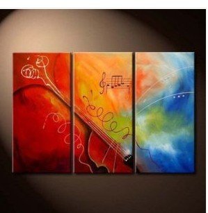 Canvas Colorfull Background A Violin & Music Notes Abstract Oil Paintings