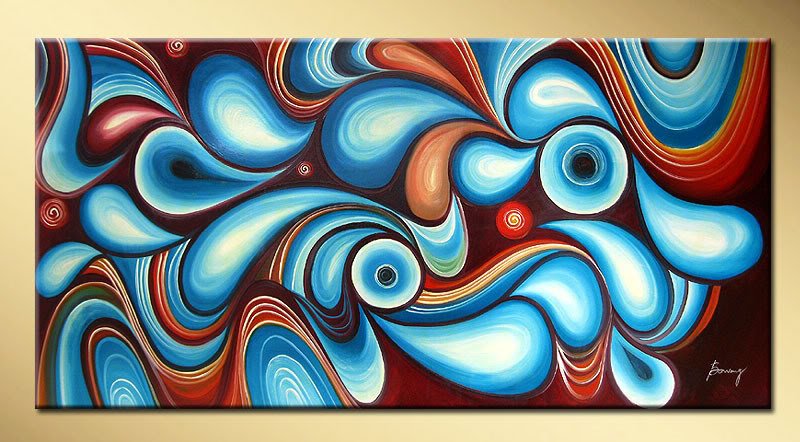 Canvas Colorfull Background Whorl Roundness & Drops Abstract Oil Paintings