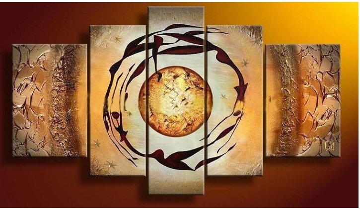 Brown Background Canvas Walnut Shape Abstract Oil Paintings