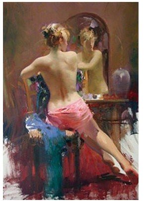 Canvas A Nude Girl & A Mirror Subject Rectangle Shape Abstract Oil Paintings