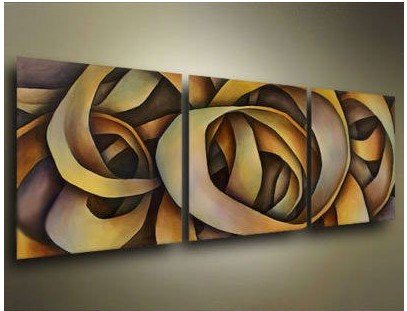 With Many Lines Canvas Apricot Background Abstract Oil Paintings