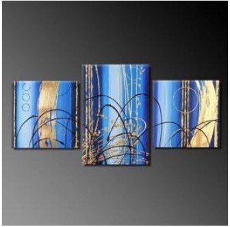 Light Black Background With Blue Lines Canvas Abstract Oil Paintings