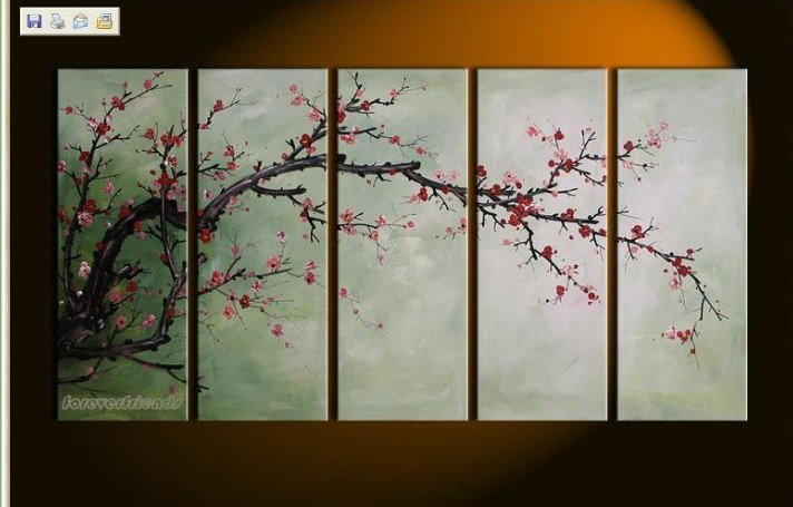 Flowers Subject Orange Background Canvas Abstract Oil Paintings