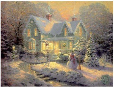 Snow Background With A Snowman Canvas Abstract Oil Paintings