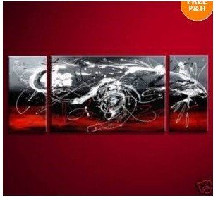Red Background Canvas Square Shape Abstract Oil Paintings