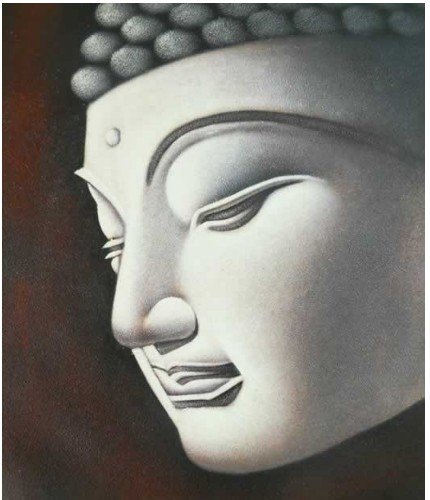 Buddha Subject Gray Background Canvas Abstract Oil Paintings