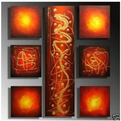 Red Background With Many Lines Canvas Abstract Oil Paintings