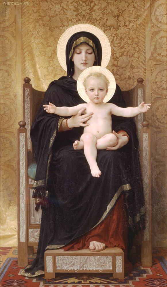 Canvas A Mother With Her Baby Brown Background Classical Oil Paintings
