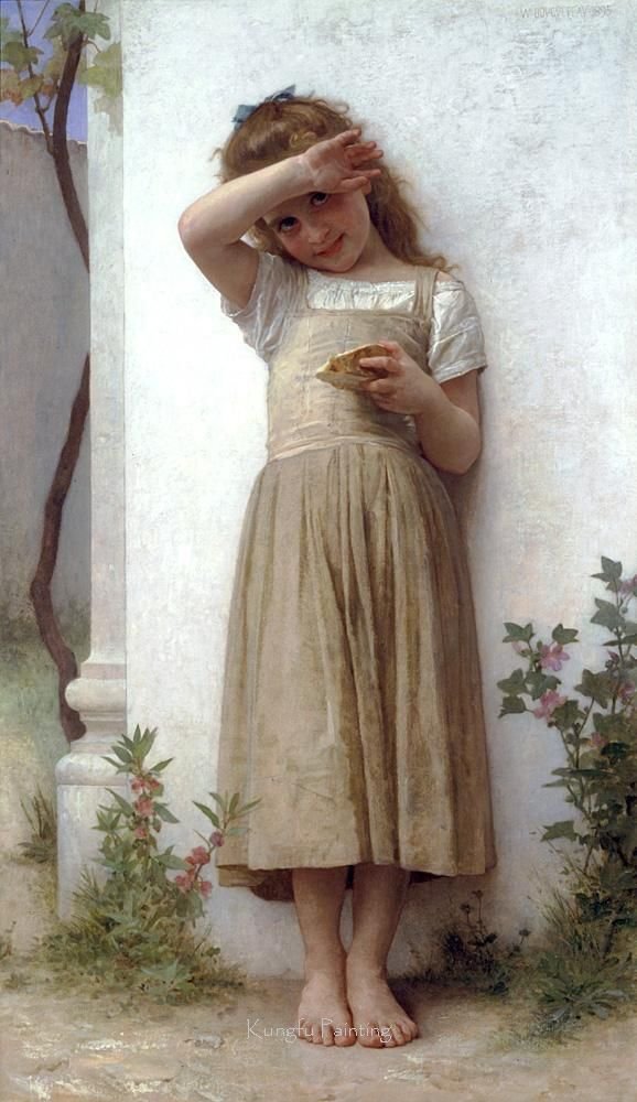 A Shy Girl Wall Background Canvas Classical Oil Paintings