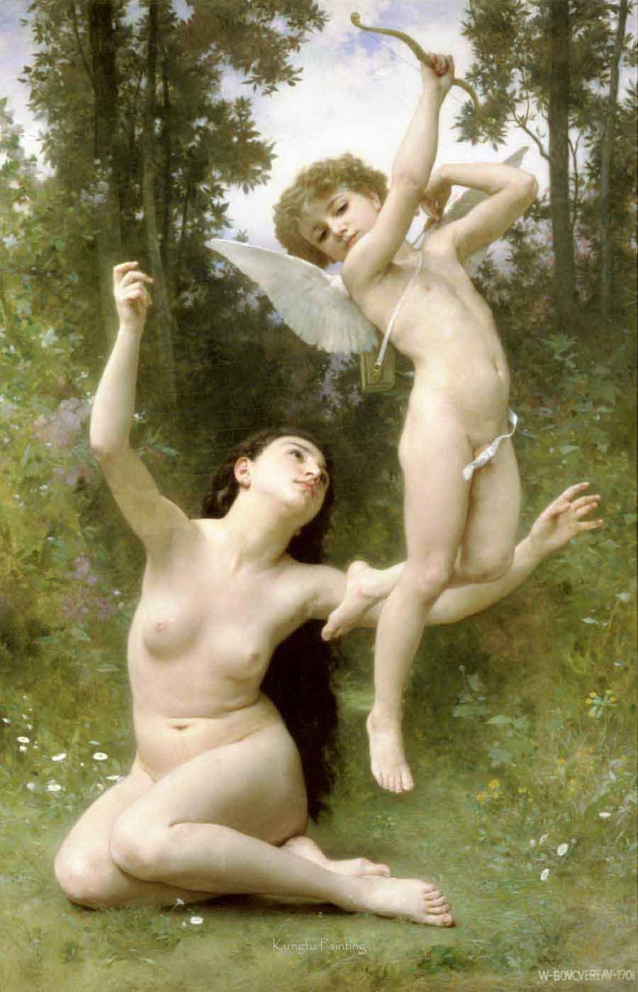 With Two Nude Person Green Background Canvas Classical Oil Paintings