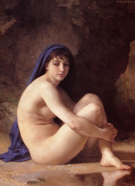 Cave Background With A Nude Girl Canvas Classical Oil Paintings
