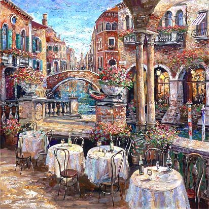 Top Quality 100% Handmade Holland Street Landscape River Oil Painting with Option Size