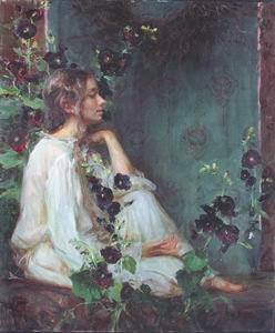 Square Shape Canvas A Girl Classical Oil Paintings