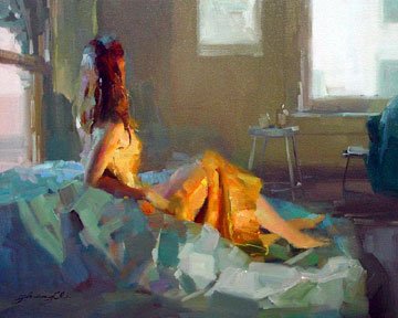 A Girl Lying In The Bed Rectangular Shape Canvas Classical Oil Paintings