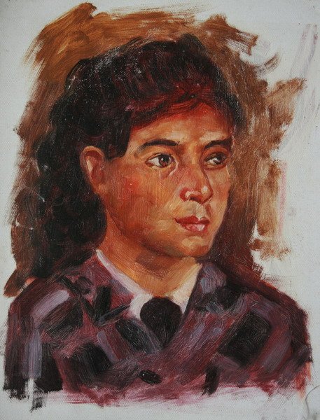 Brown Background A Person Starring Canvas Classical Oil Paintings