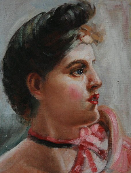 Canvas A Person With Bow Square Shape Classical Oil Paintings