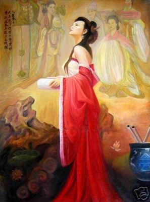 A Women Wearing Dress Starring At The Sky Square Shape Classical Oil Paintings
