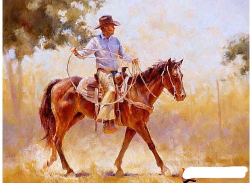 A Man On The Horse Orange Background Canvas Classical Oil Paintings