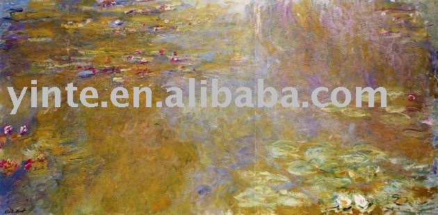 Lake Subject Light Gold Background Excellent Impressionist Oil Paintings
