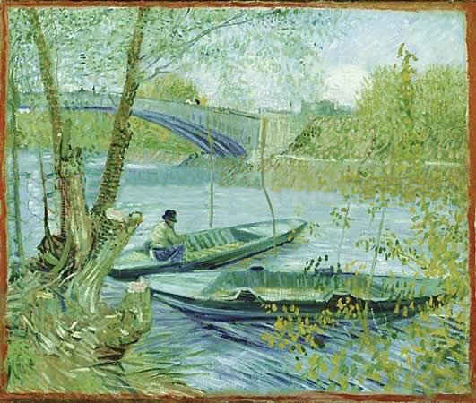 Light Green Background With Calm Lake Canvas Impressionist Oil Paintings