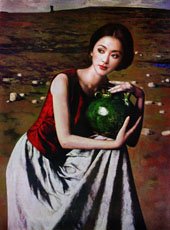 Wasteland Background With A Thinking Girl Canvas Impressionist Oil Paintings