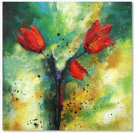 With Rose Canvas Colourful Background Impressionist Oil Paintings
