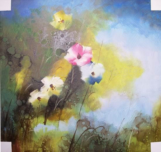 Flowers Subject Square Shape Canvas Impressionist Oil Paintings