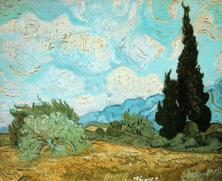 Rectangular Shape Blue Background Canvas Impressionist Oil Paintings
