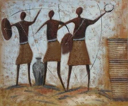 Rectangular Shape Three Persons Canvas Impressionist Oil Paintings