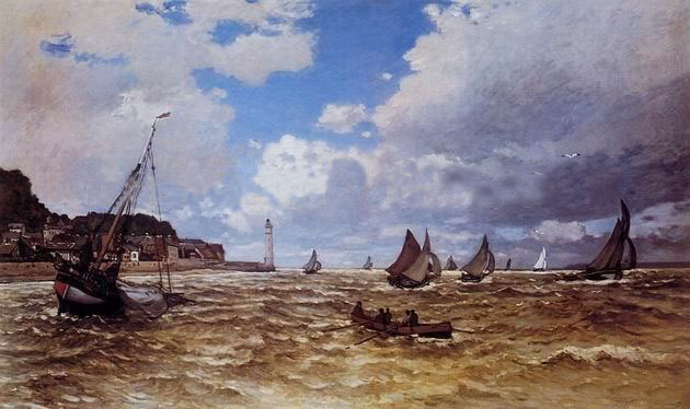 Clouds Background With Many Ships Canvas Impressionist Oil Paintings