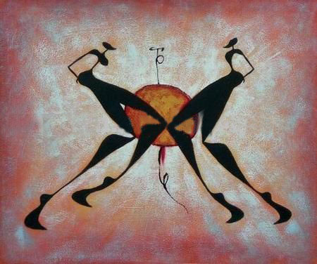 Canvas Square Shape With Two Person Impressionist Oil Paintings