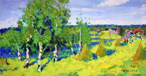 With Many Trees Green Background Canvas Impressionist Oil Paintings