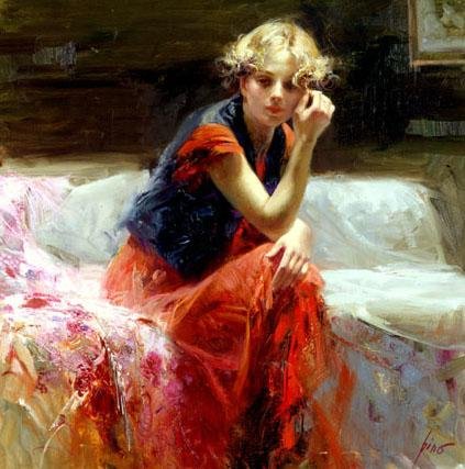 Bed Background A Girl Subject Canvas Impressionist Oil Paintings