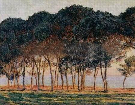 With High Dense Trees Dusk Background Canvas Impressionist Oil Paintings