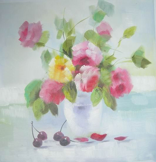 Lotus With Many Grapes Square Shape Impressionist Oil Paintings