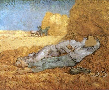Two People Lying In The Straw Golden Square Shape Impressionist Oil Paintings