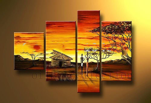 African Life Modern Abstract Art Decor Oil Painting