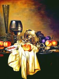Gold Background With Many Containers Canvas Traditional Oil Paintings