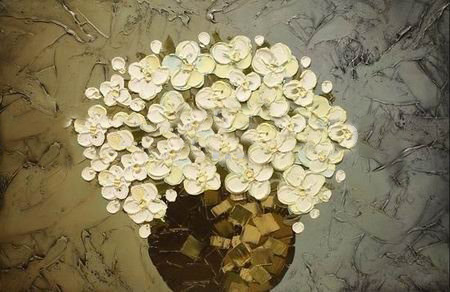 Dark Background Canvas With Ivory Flowers Traditional Oil Paintings