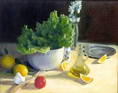 Many Lemons With Green Vegetables Canvas Traditional Oil Paintings