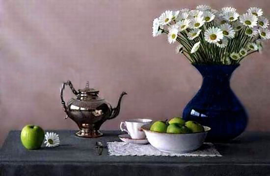 Gray Background With Many Flowers Canvas Traditional Oil Paintings