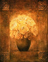 Golden Background Flower Subject Canvas Traditional Oil Paintings